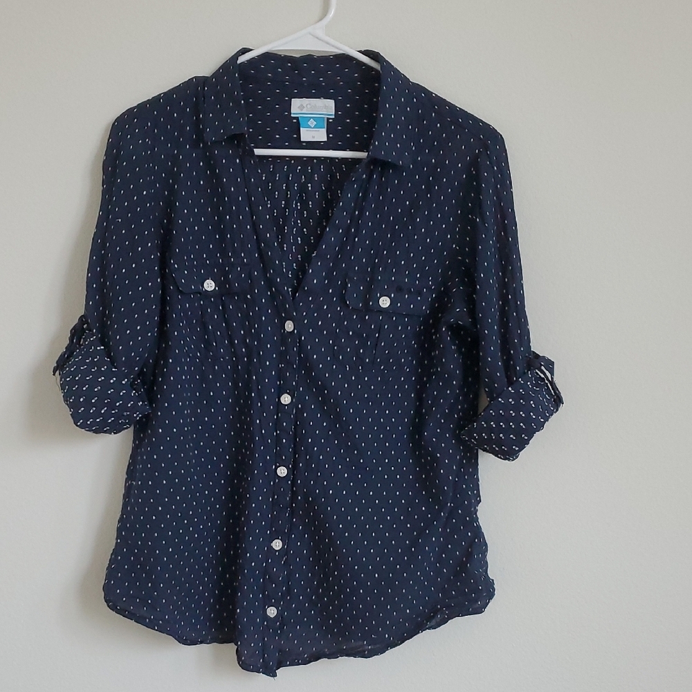 Columbia Dark Blue Polka Dot Shirt